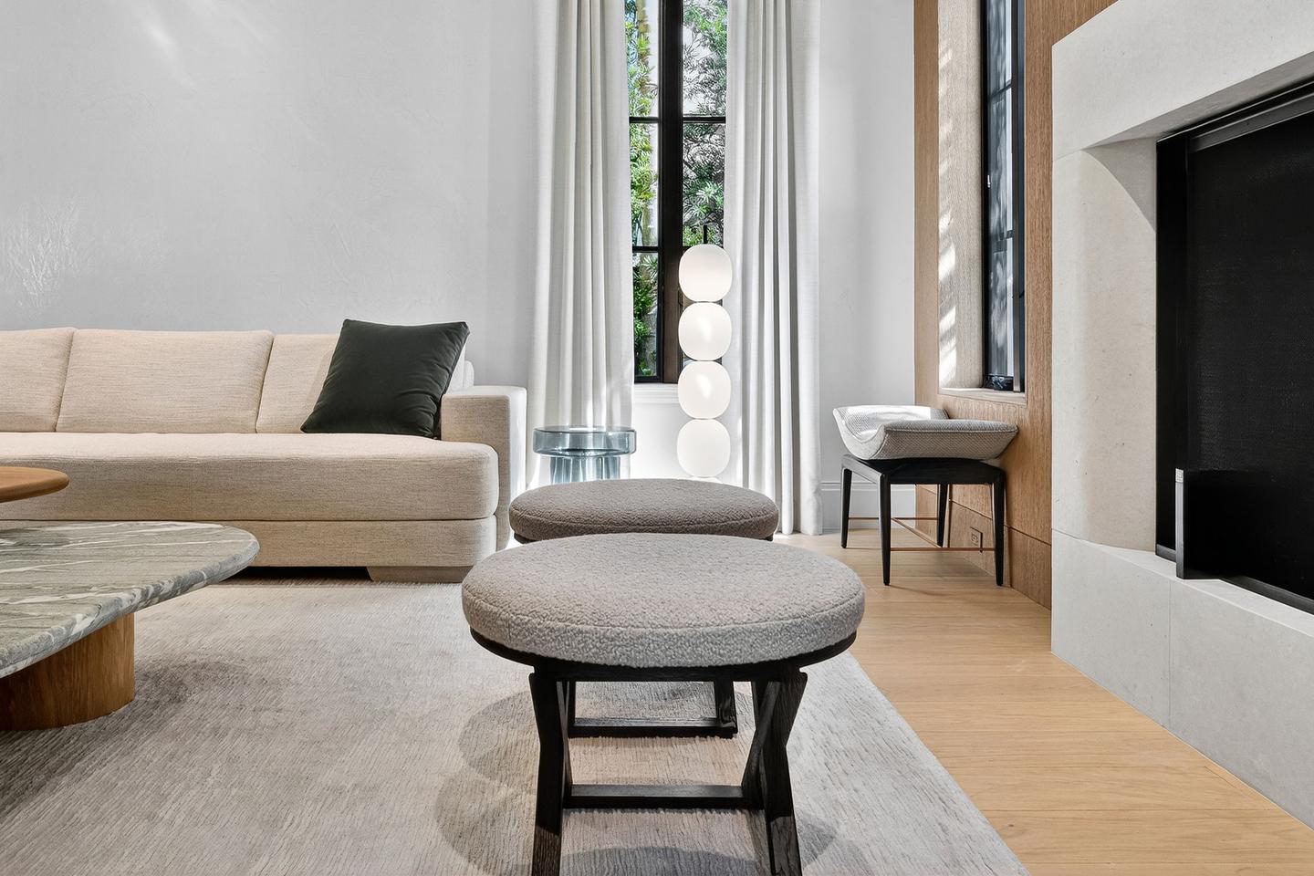 Sitting room with designer furnishings