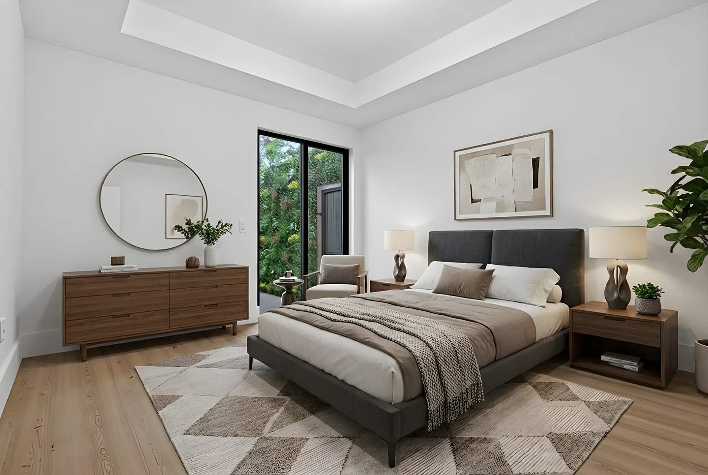 Interior bedroom — virtually staged luxury residence